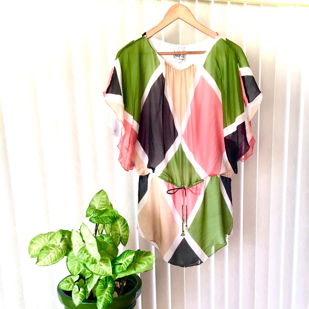 Leona Drawstring Color Block Blouse
